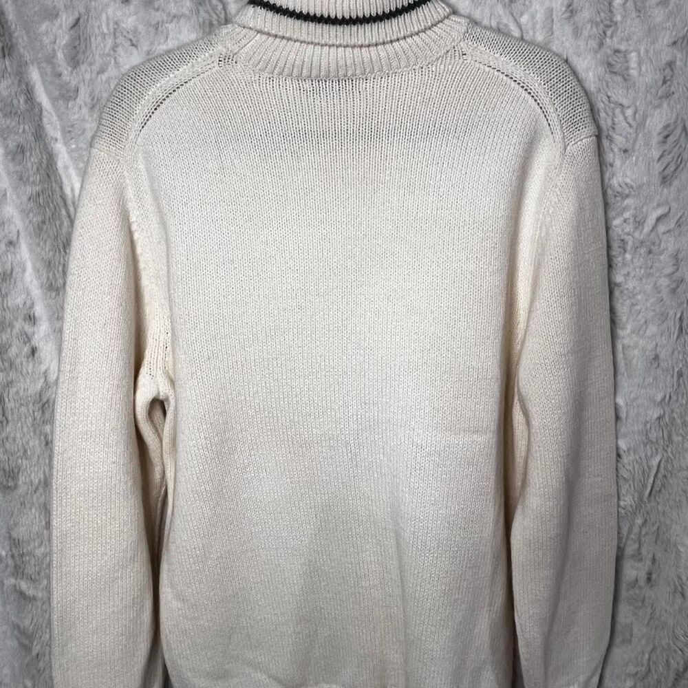 NWT ZARA SIZE LARGE Cream with green stripe trim TURTLENECK sweater - Picture 3 of 8